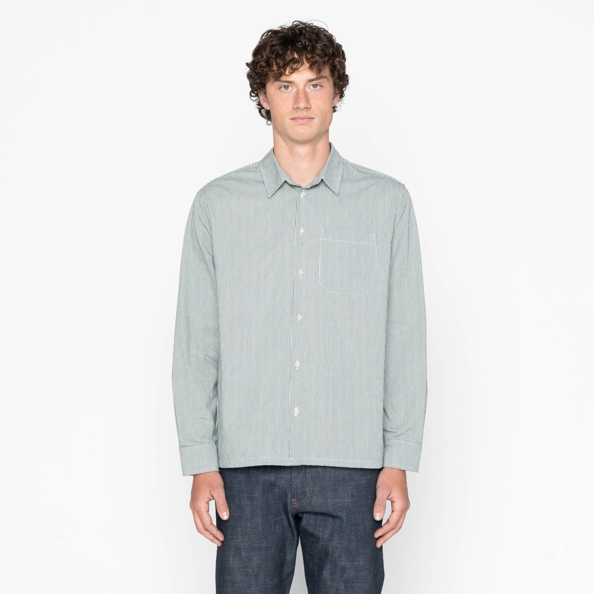 True Shirt - Organic Hickory - Green by Naked & Famous Denim
