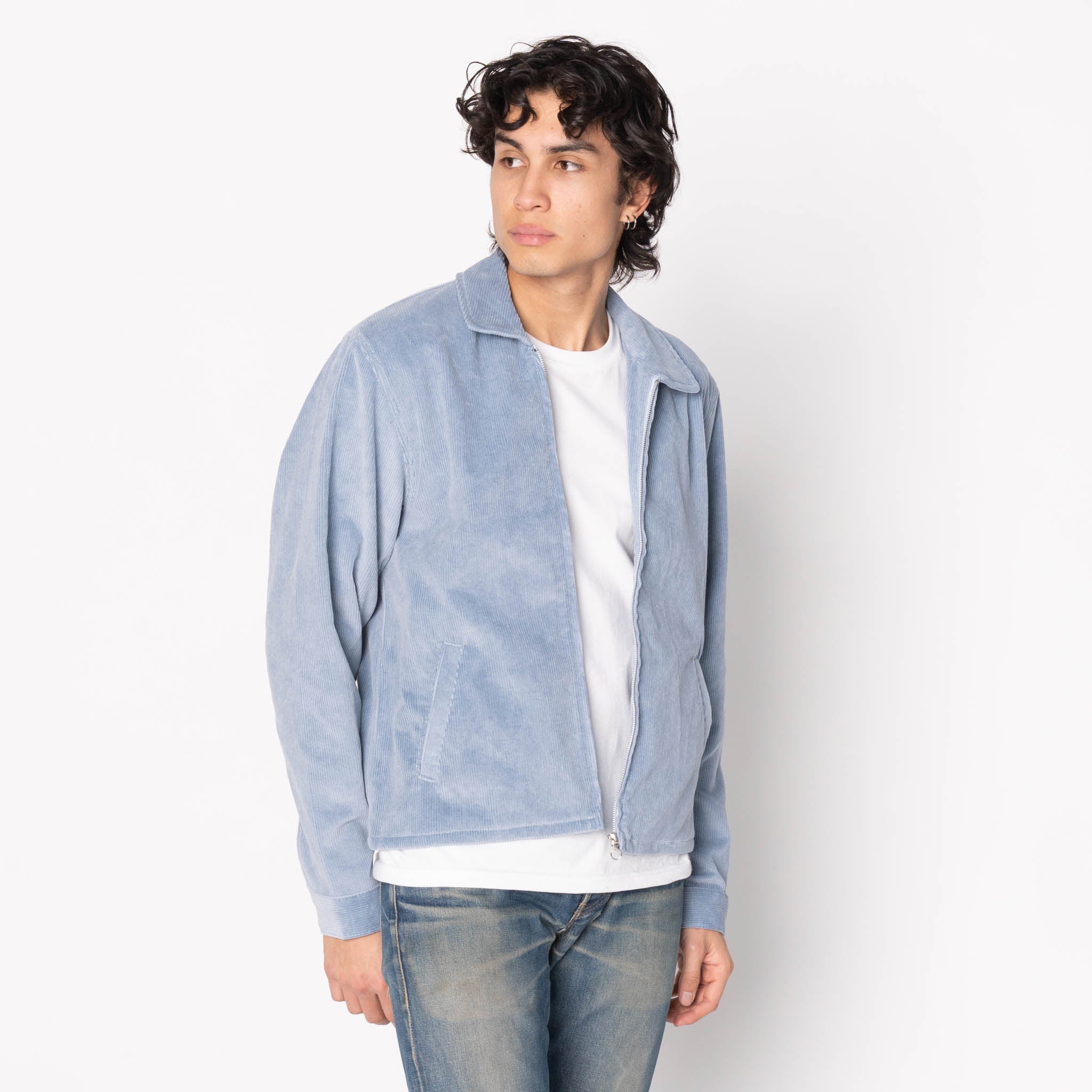Zip Jacket- Faded Corduroy Organic - Pale Indigo by Naked & Famous Denim