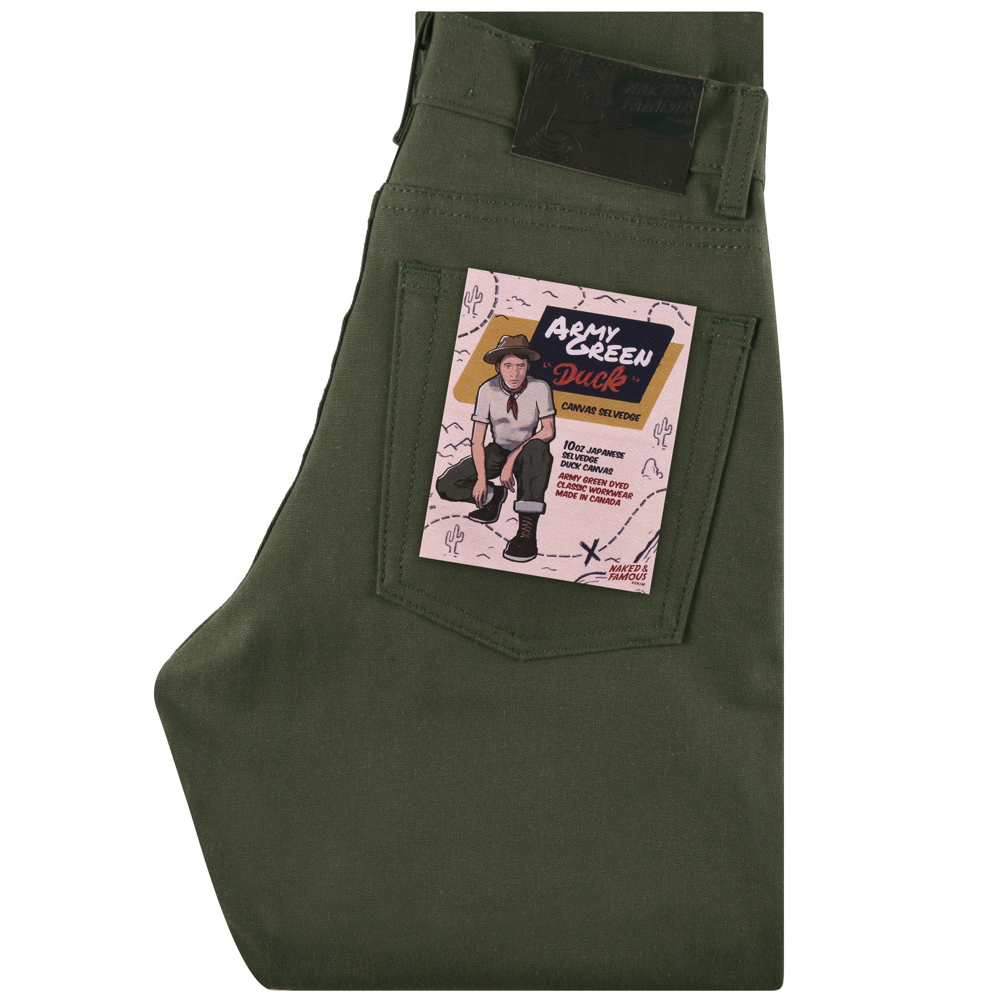 Women's - Max - Army Green Duck Selvedge by Naked & Famous Denim