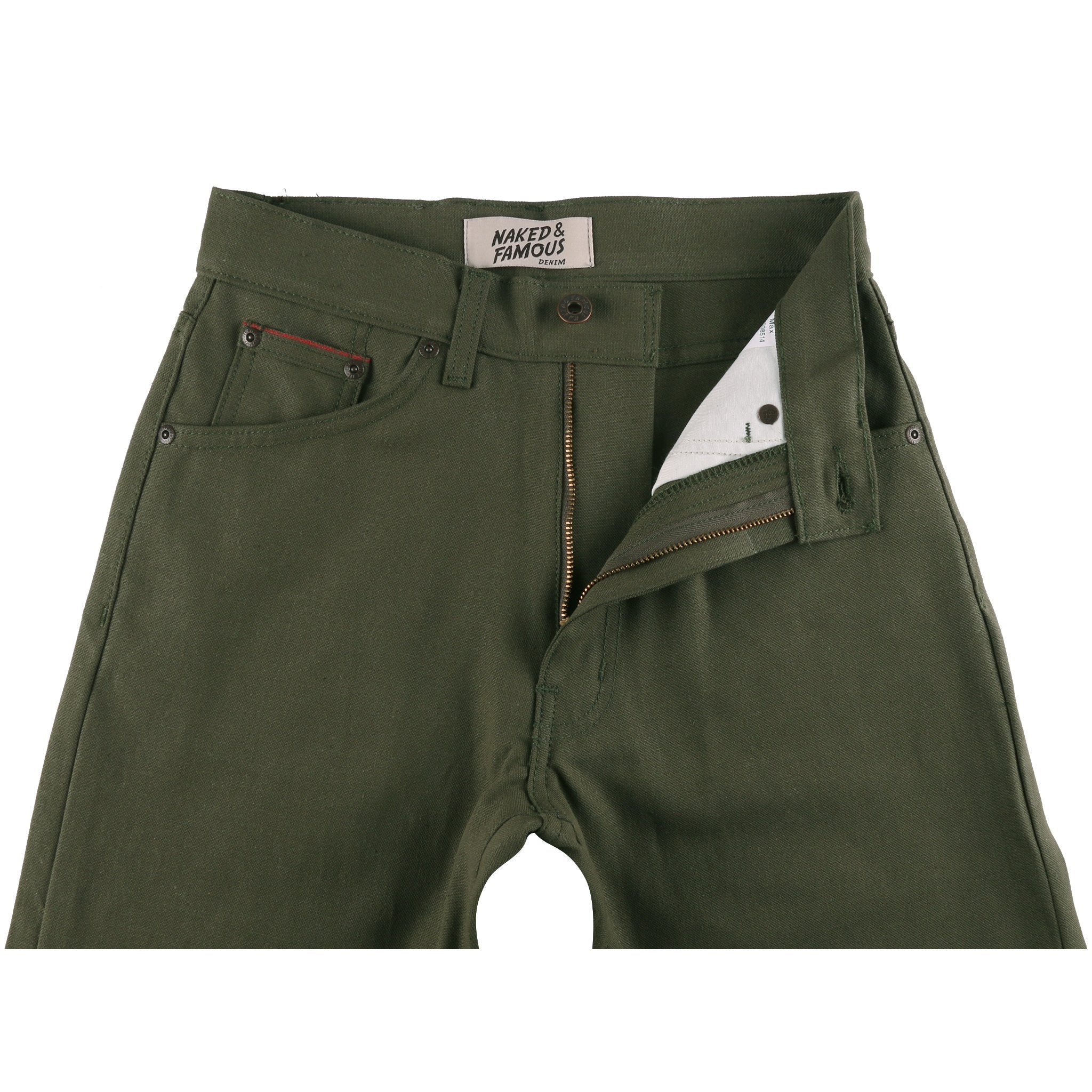 Women's - Max - Army Green Duck Selvedge by Naked & Famous Denim