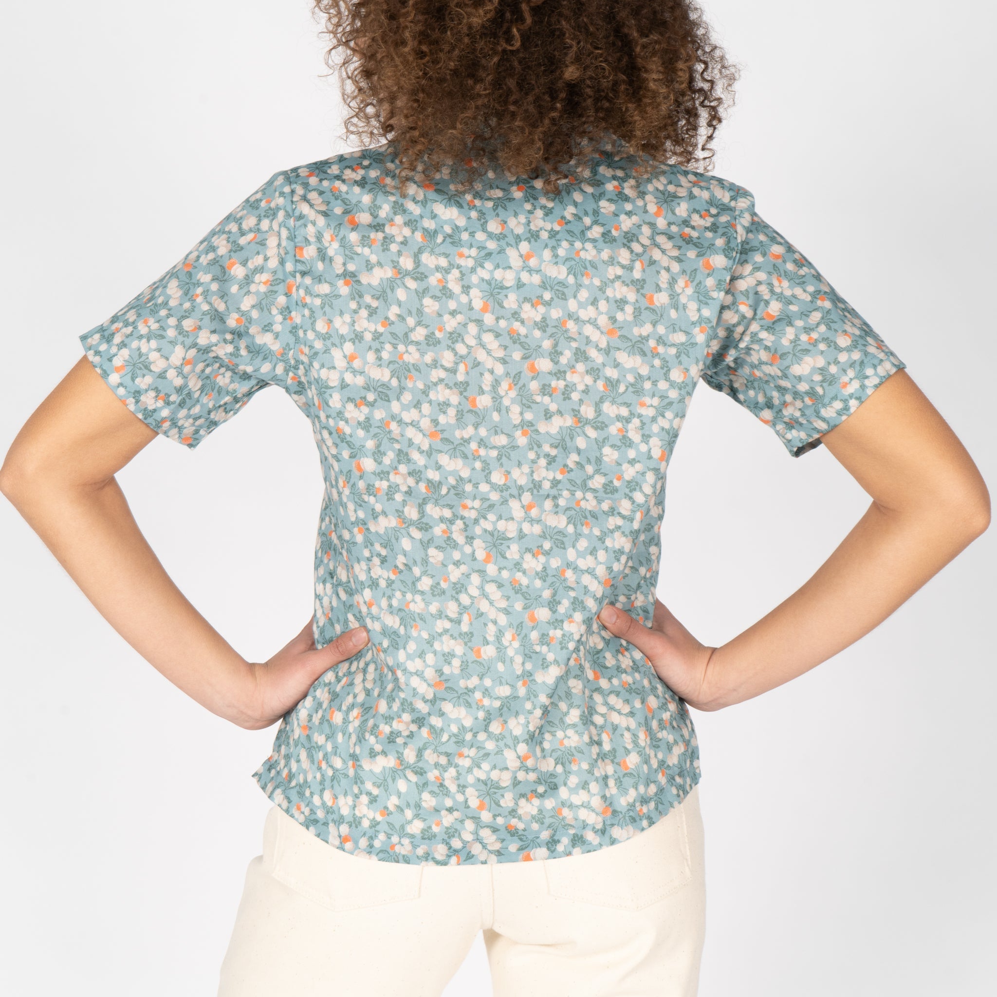 Camp Collar Shirt - Fruit Print - Cyan by Naked & Famous Denim