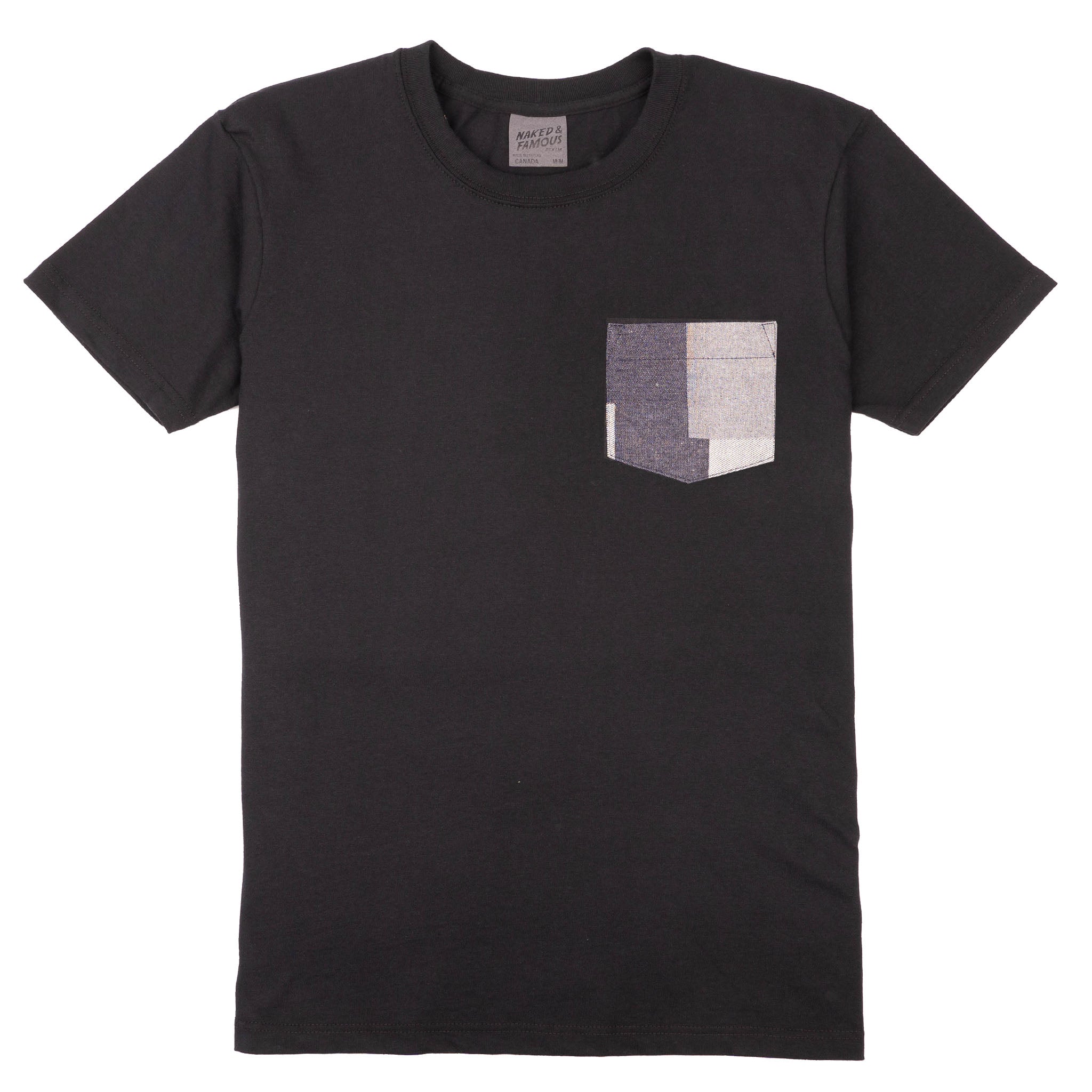 Pocket Tee - Black + Indigo Jacquard - Indigo by Naked & Famous Denim