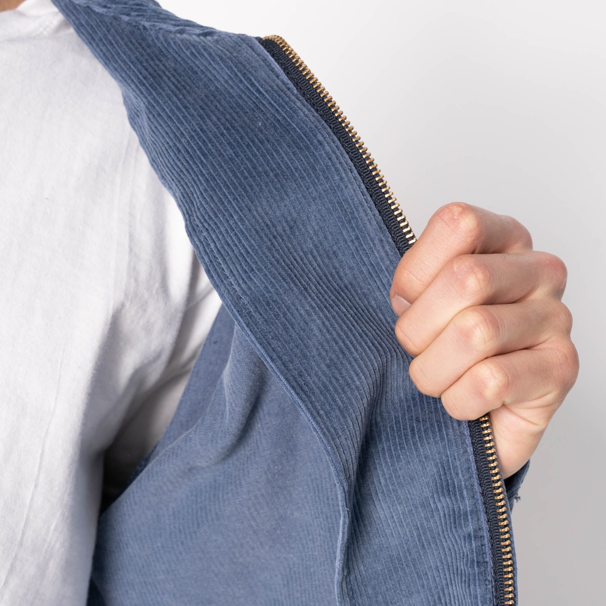 Zip Jacket- Faded Corduroy Organic - Indigo by Naked & Famous Denim