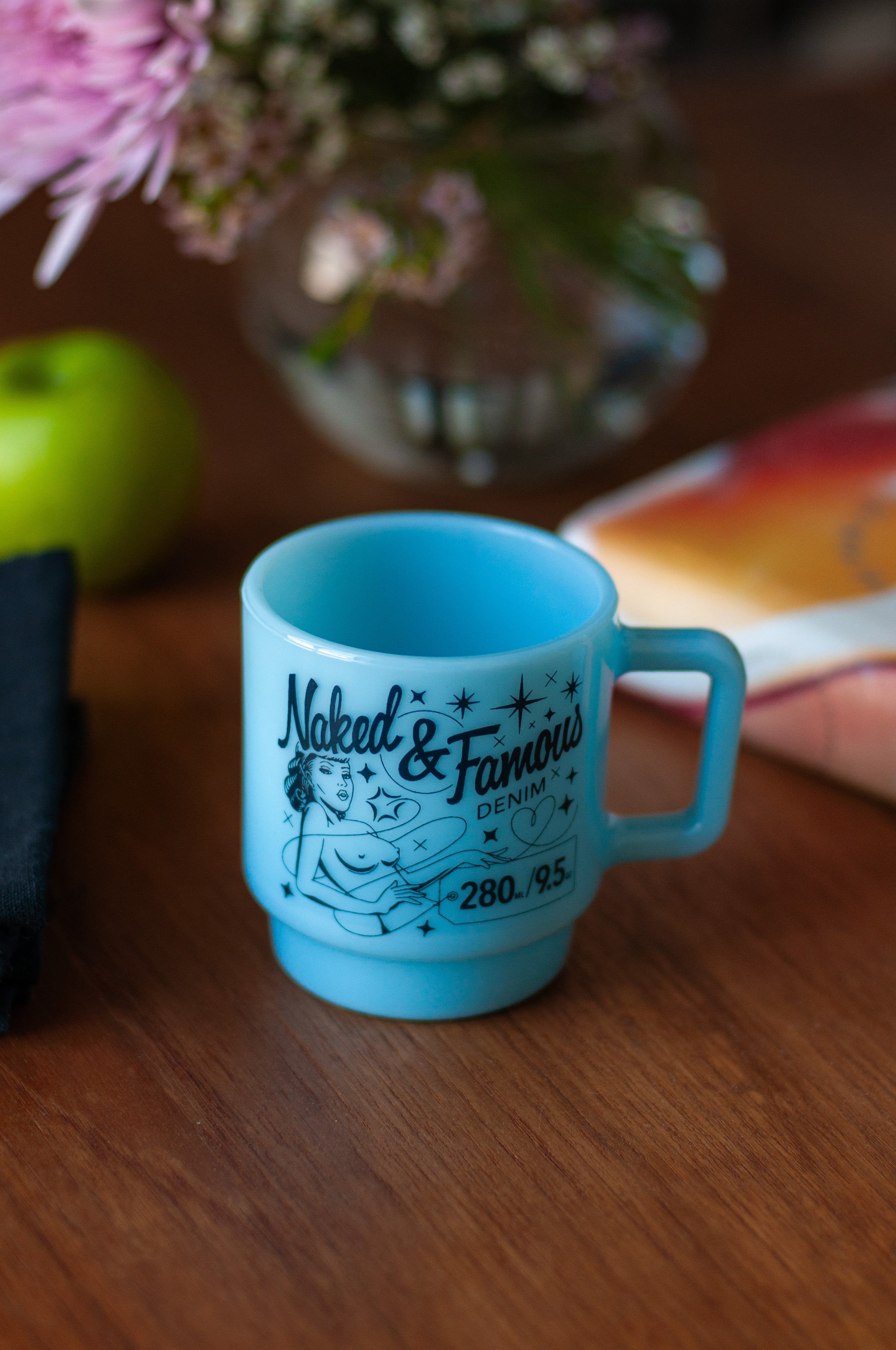 Milk Glass Stackable Mug - Delphite Blue