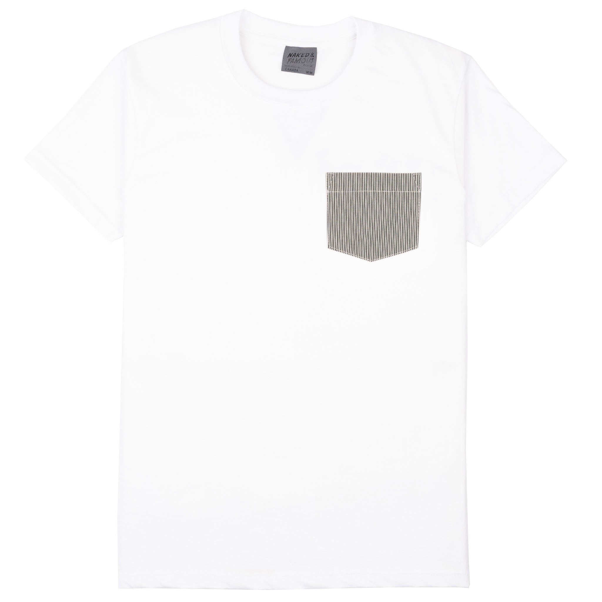 Pocket Tee - White + Organic Hickory - Green by Naked & Famous Denim